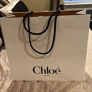 Chloé Paper Shopping Bag in Cream with Black Handles